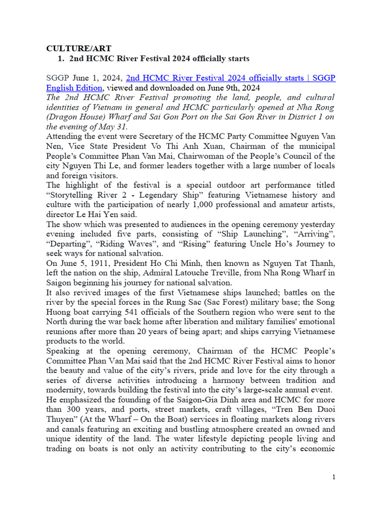 HCMC River Festival 2024 Highlights | PDF | Ho Chi Minh City | Vietnam