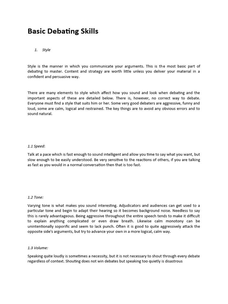 Basic Debating Skills | PDF | Argument | Saddam Hussein