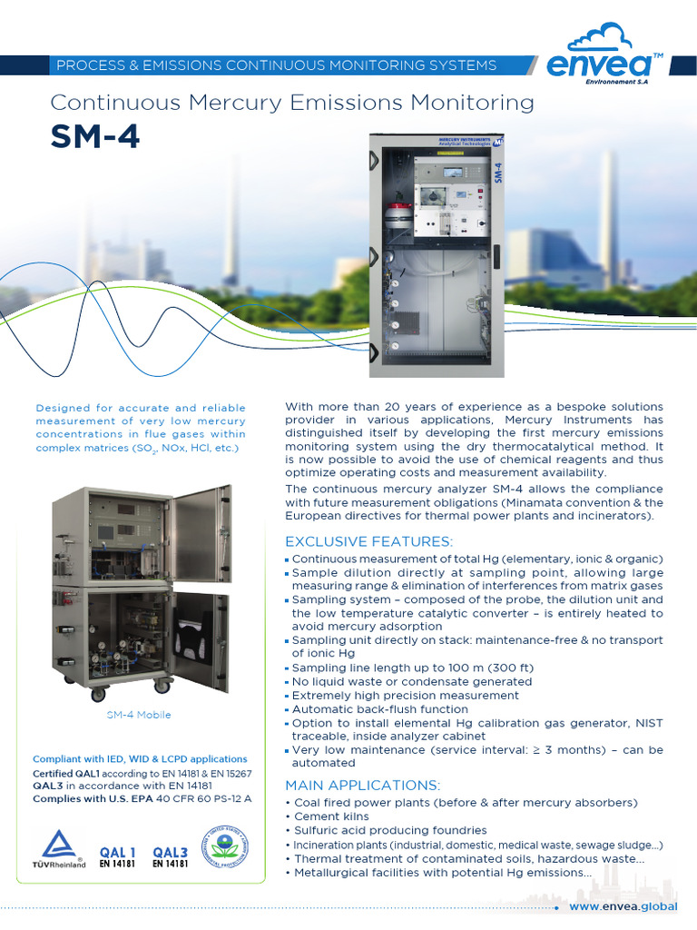 SM-4 Continuous-Mercury Emissions Monitoring Envea Brochure | PDF ...