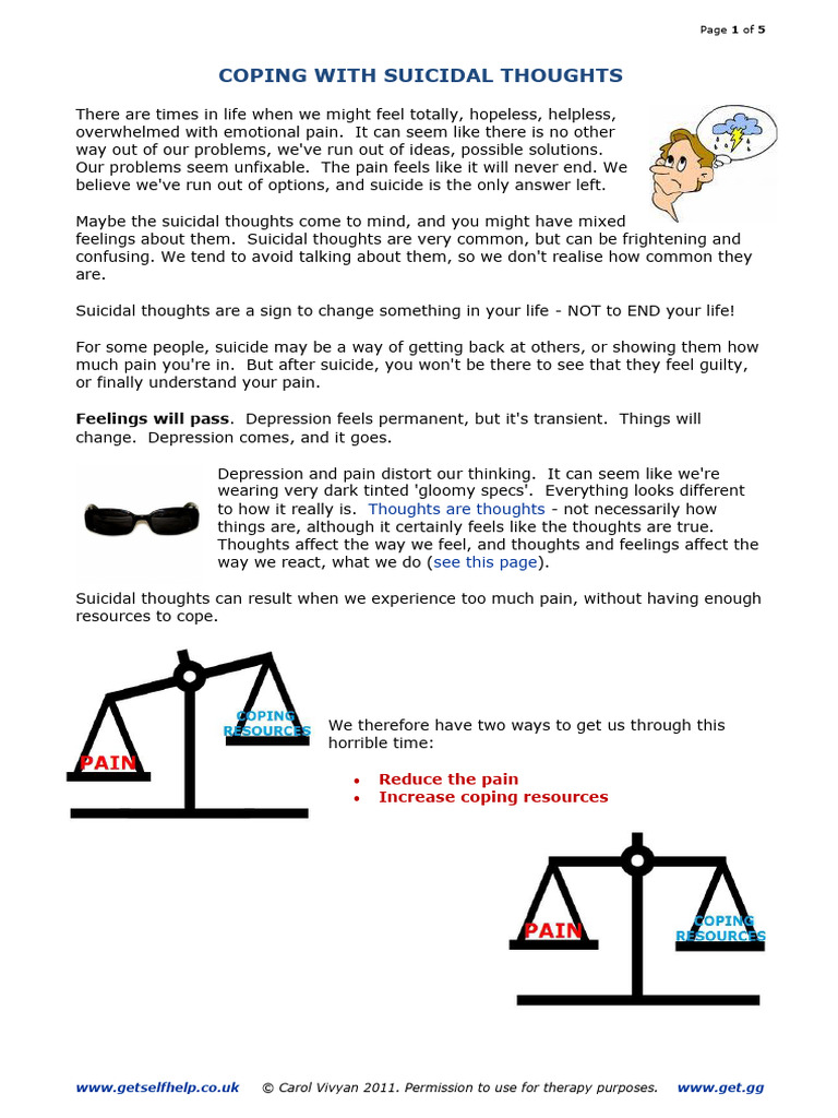 Coping Suicidal Thoughts Pdf Thought Feeling