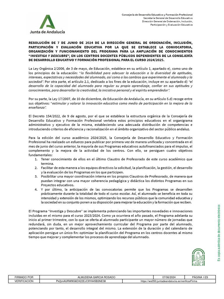 Convocatoria Programa 