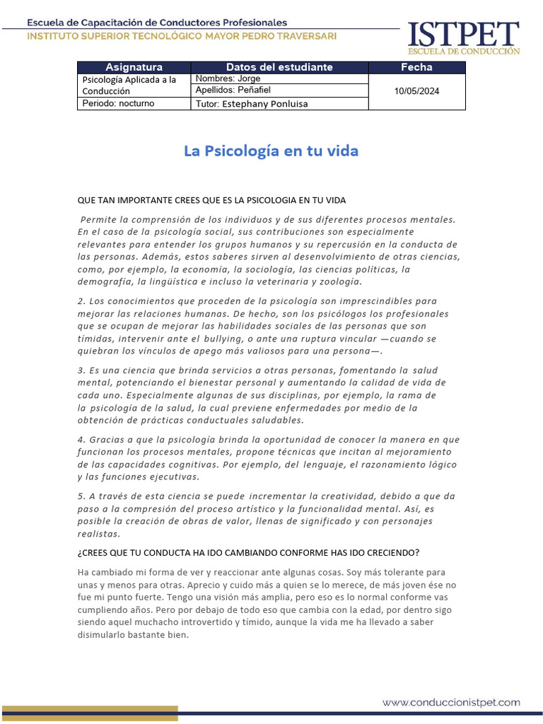 La Psicologia en Tu Vida | PDF | Sicología | Comportamiento