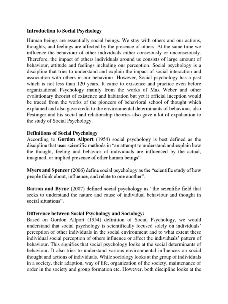 Introduction To Social Psychology | PDF | Attitude (Psychology ...