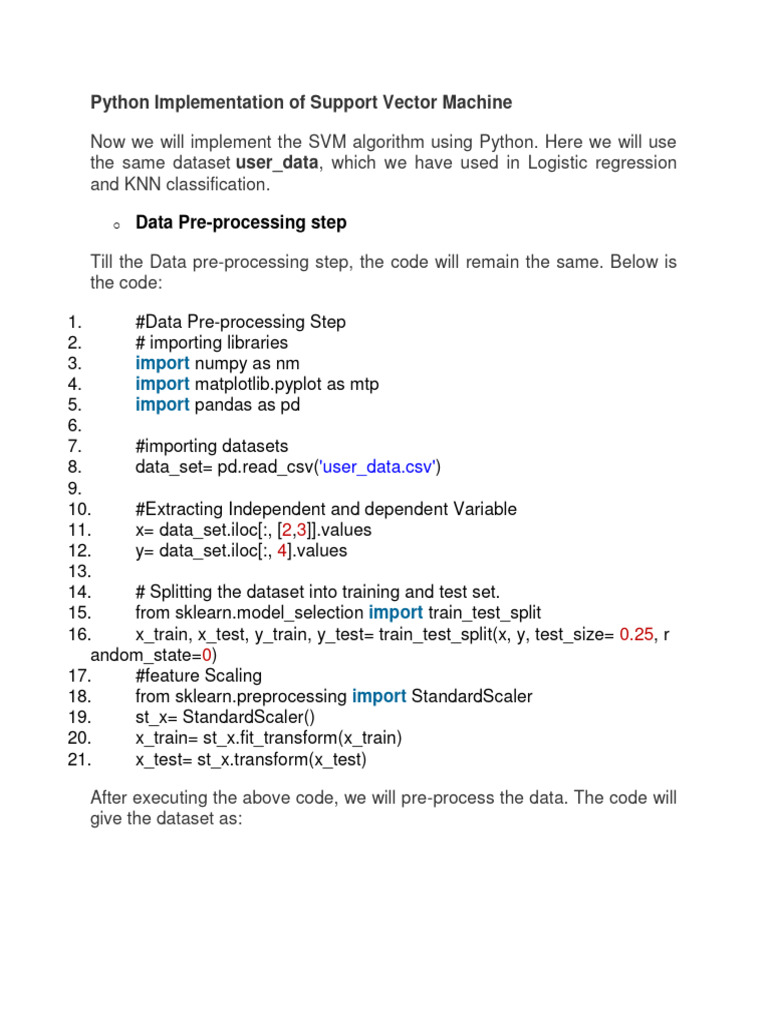 Python SVM Implementation Guide | PDF | Support Vector Machine ...