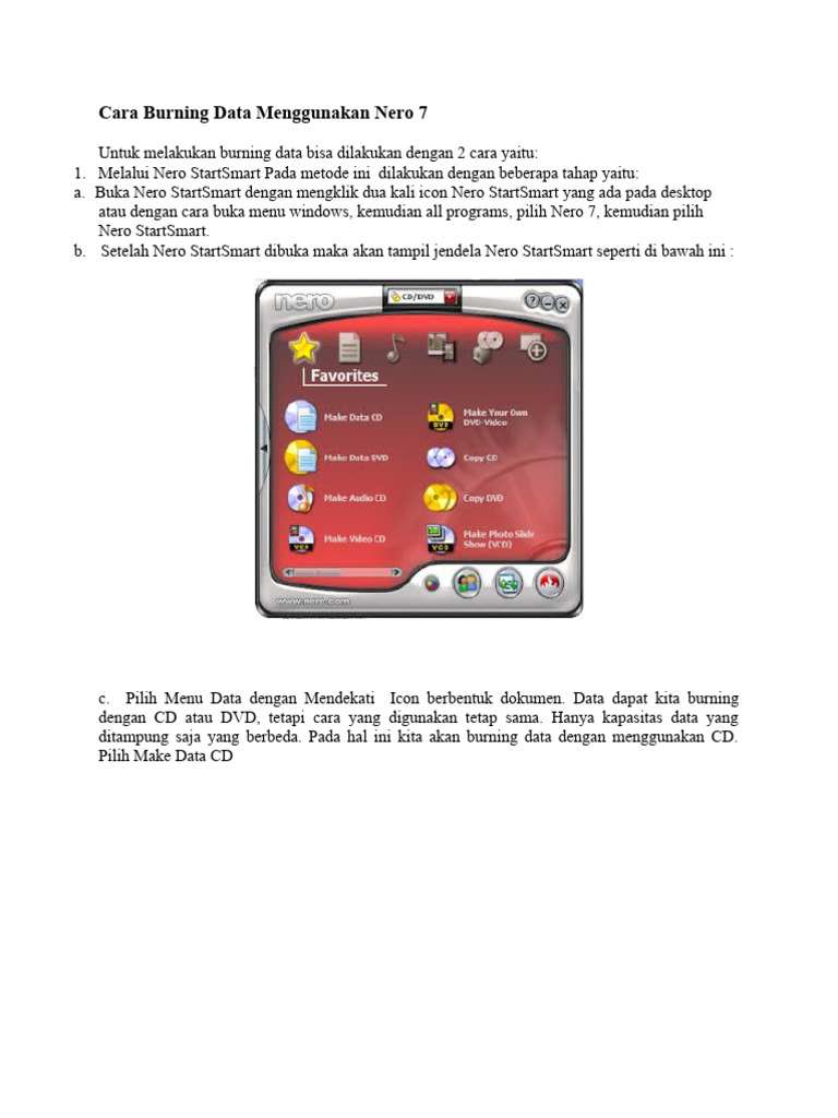 Cara Burning Data dengan Nero 7 | PDF | Game & Aktivitas