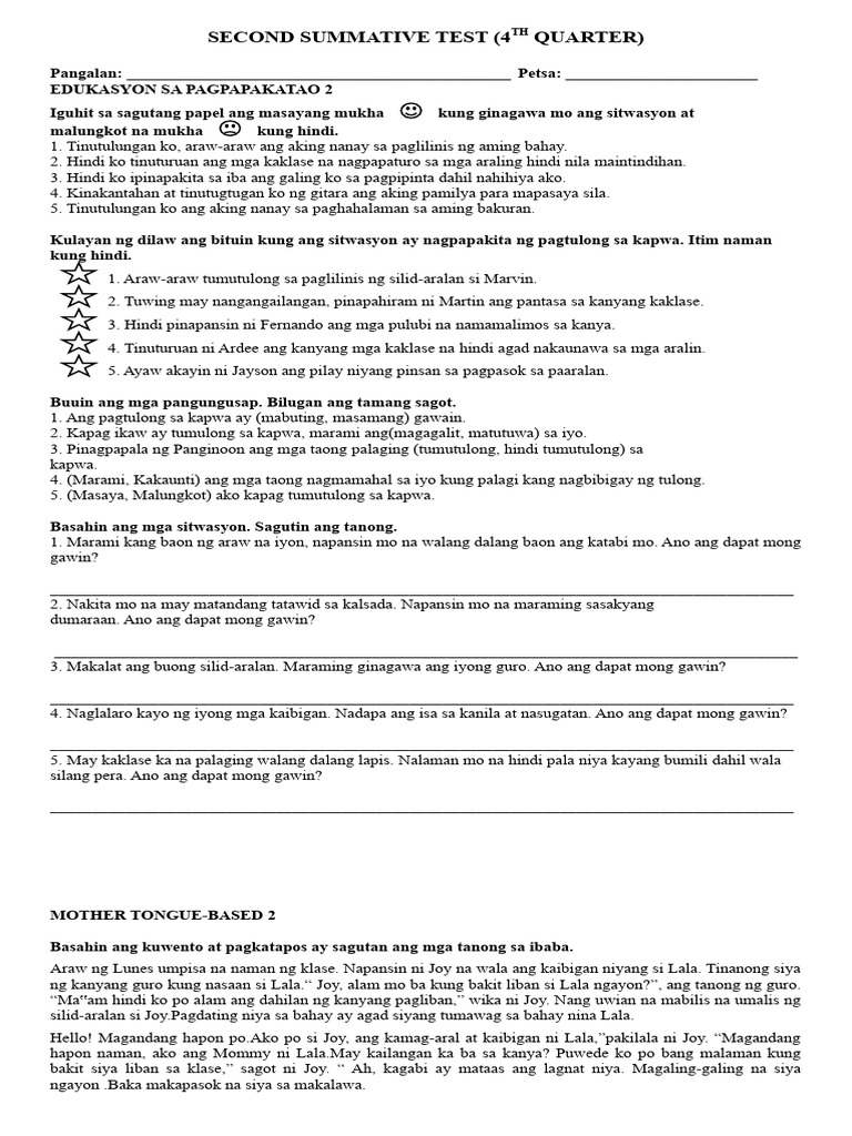 Grade 2 ST - All Subjects Q4 | PDF