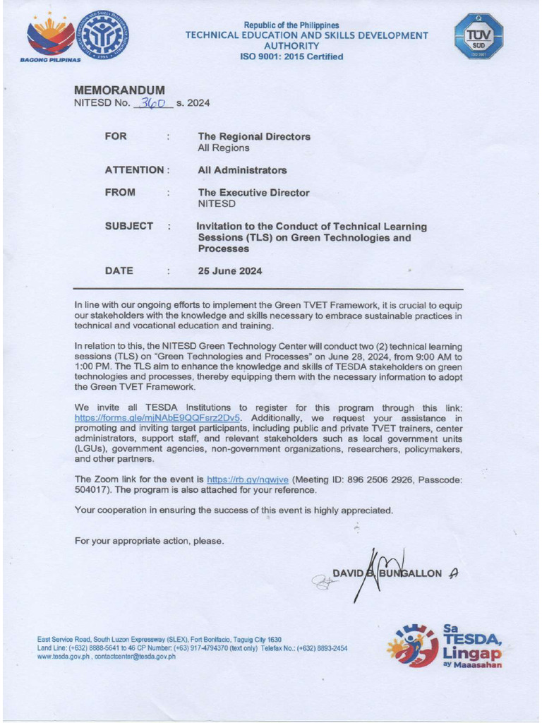 Signed Memo 360 TLS | PDF