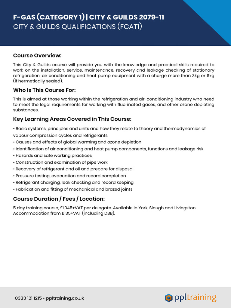 F-Gas Category 1 Course Overview | PDF