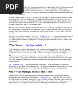 Strategic Business Plan Template Word