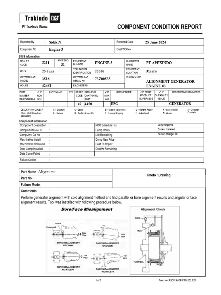 Engine 3 Component Condition Report | PDF | Vehicles