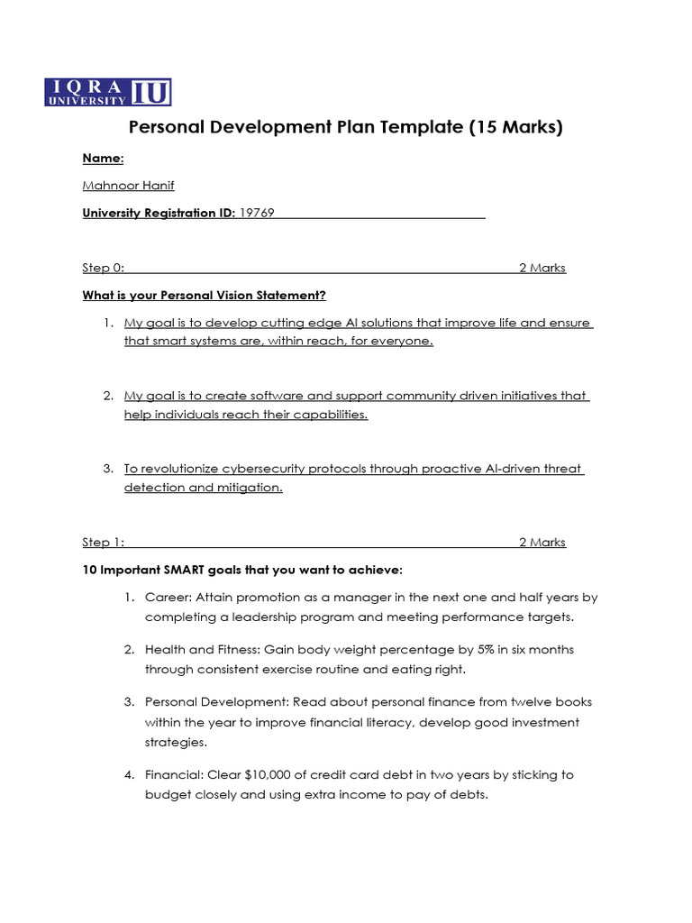 Personal Development Plan-1 | PDF | Goal | Control Flow