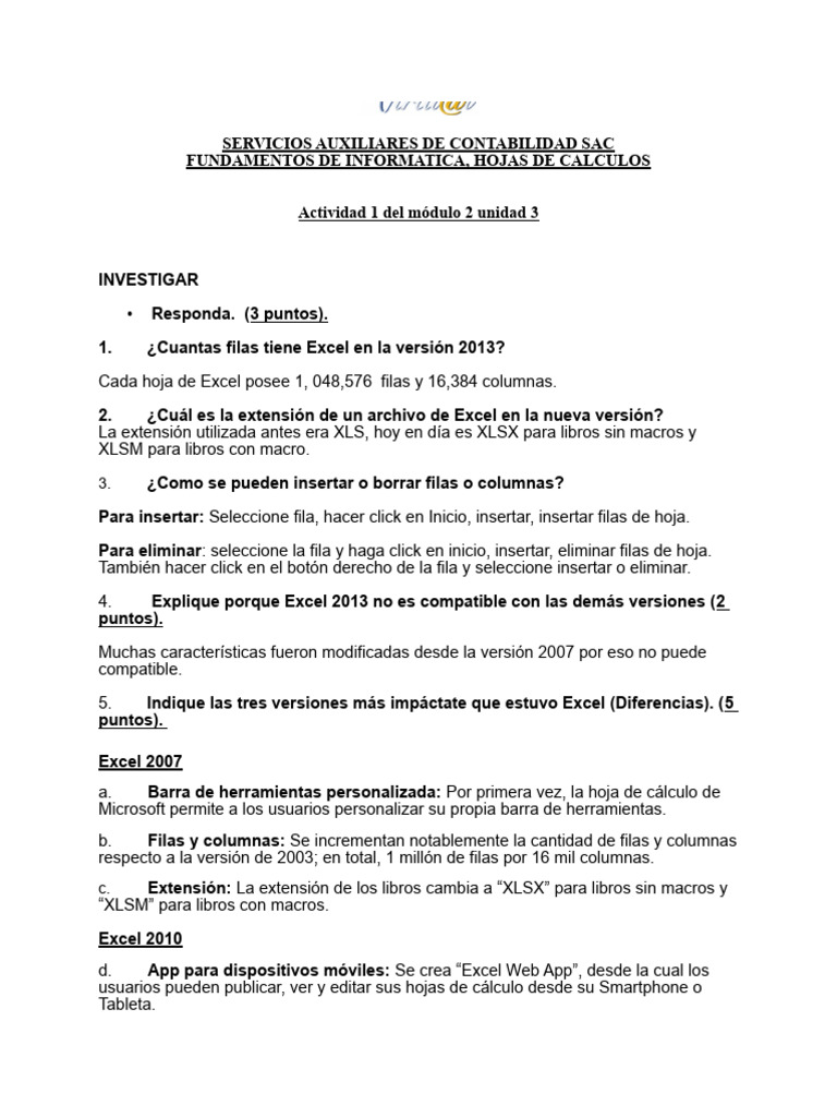 Actividad 1 Del Módulo 2 Unidad 3 Grey Calderòn | PDF | Microsoft Excel ...