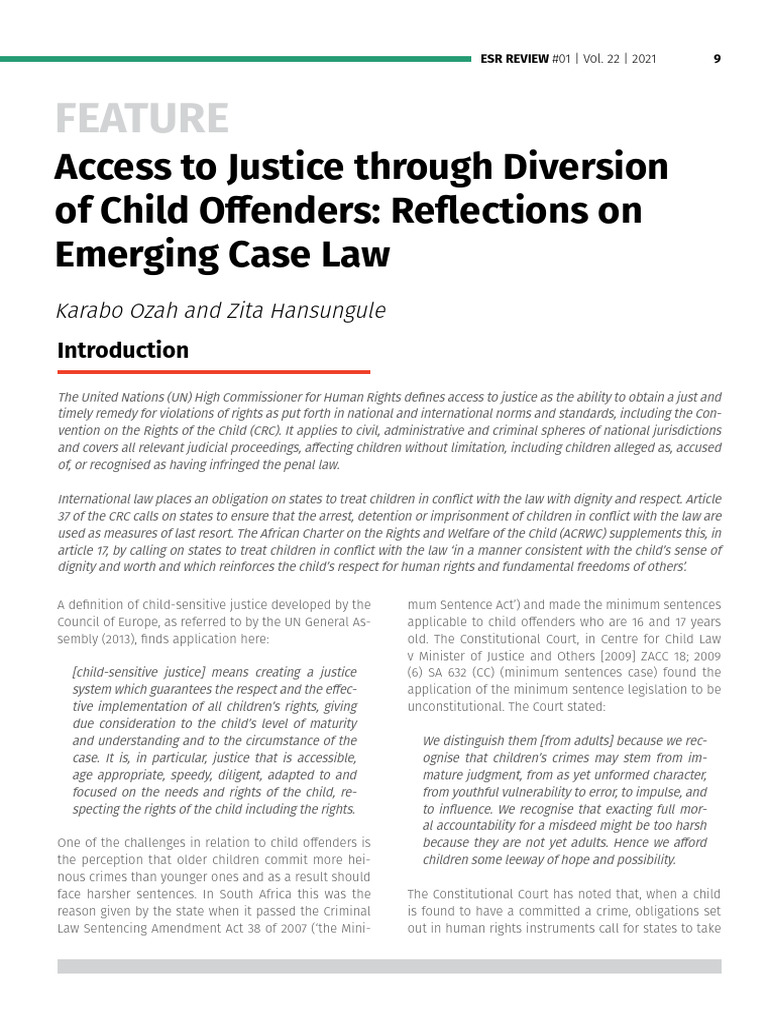 Access to Justice for Child Offenders | PDF | Criminal Procedure In ...
