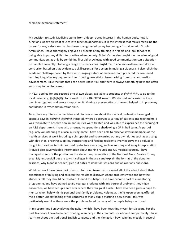 Oxford Medicine Personal Statement Guide | PDF