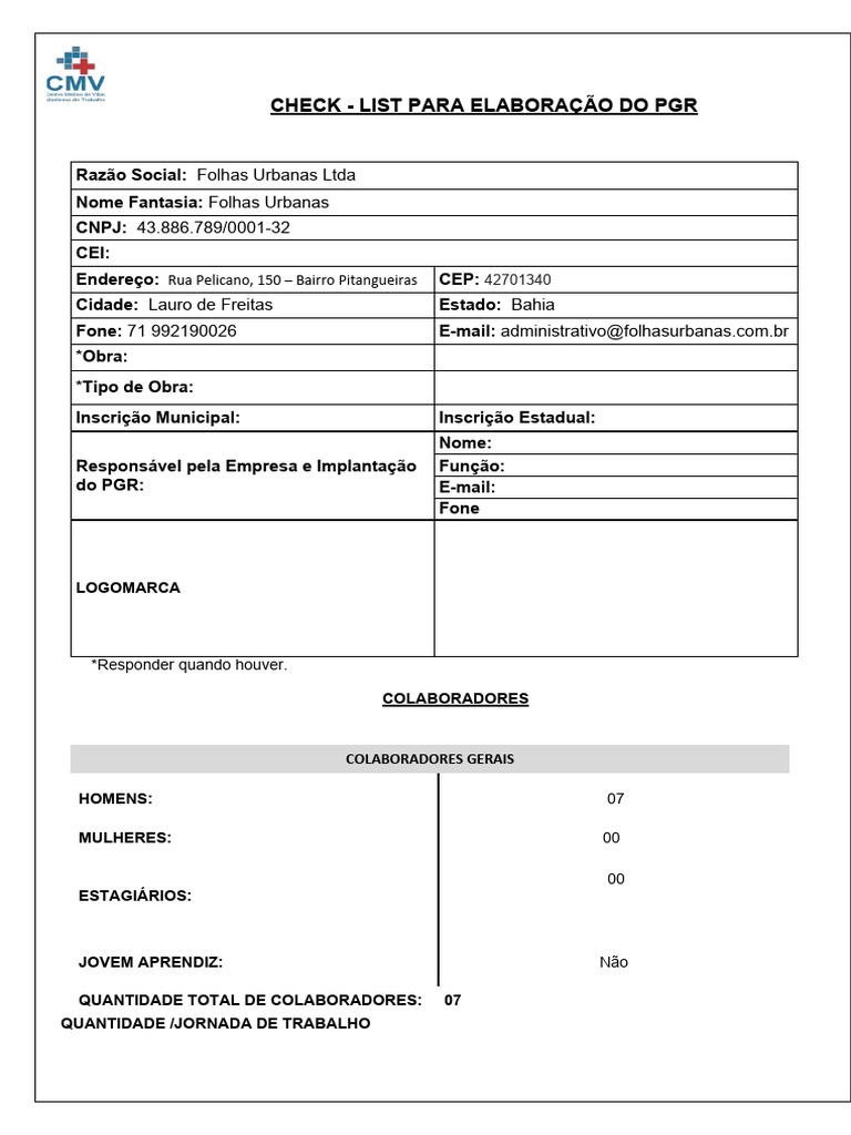 Check List Elaboração Pgr Pdf