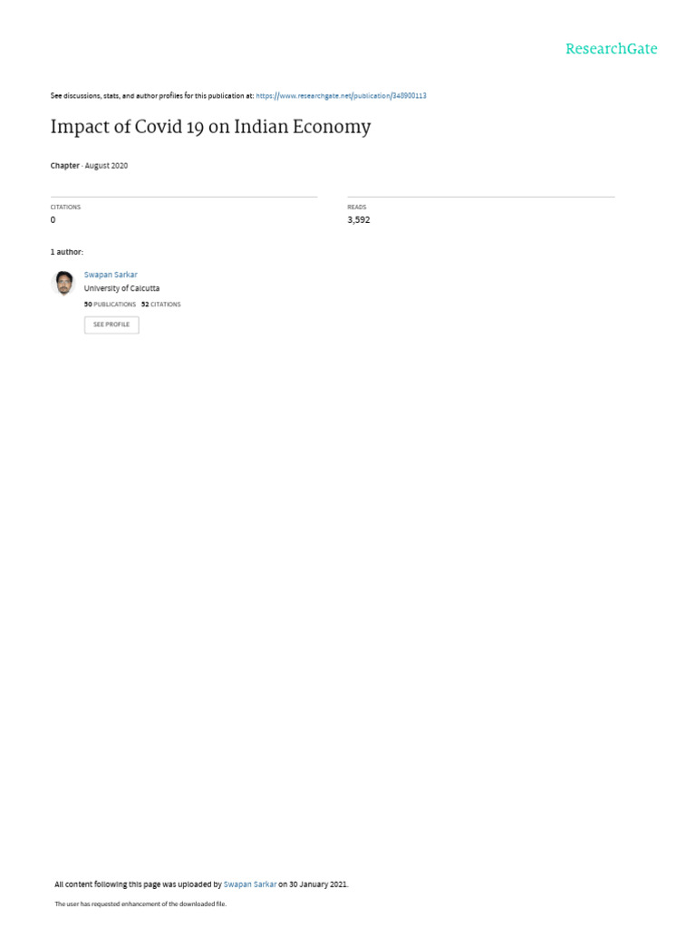 Impact of Covid 19 On Indian Economy | PDF | Economies
