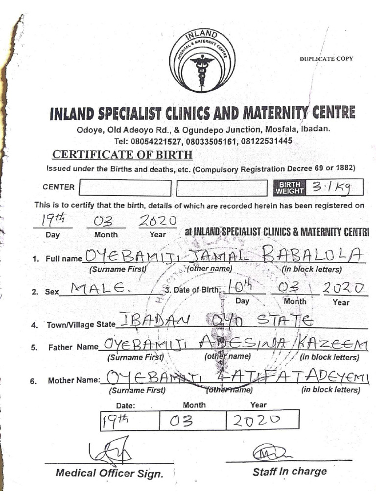 Birth Certificate - 1 | PDF