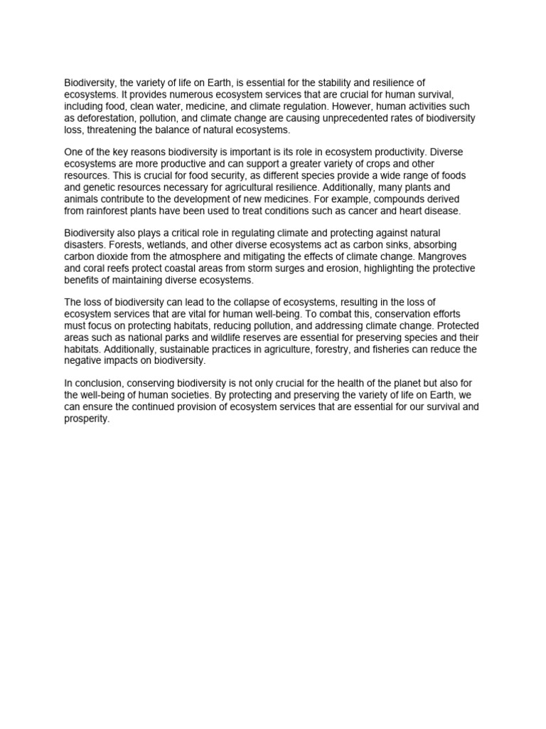 The Importance of Biodiversity Conservation | PDF