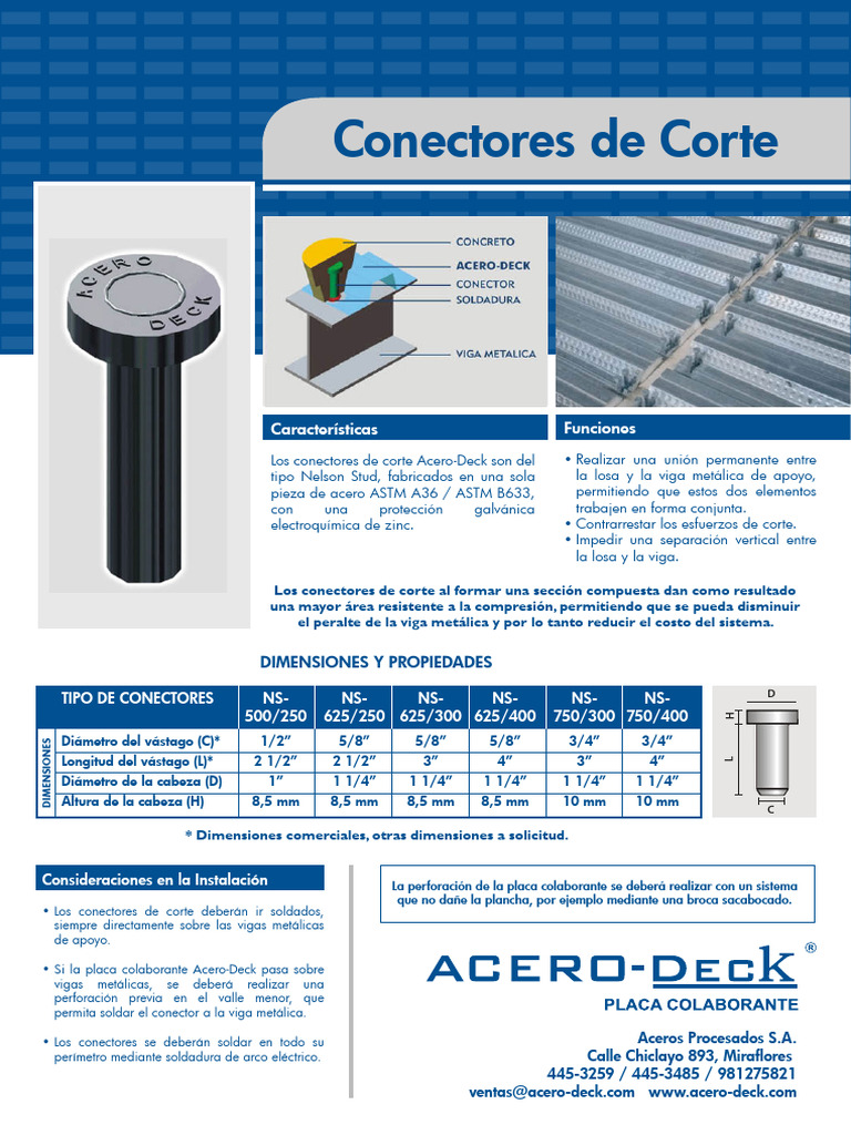 Conectores de Corte para Losa Colaborante | PDF | Soldadura | Construcción
