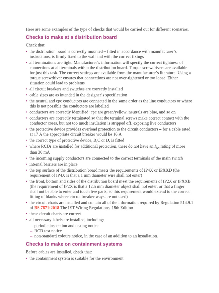 Checks To Make at A Distribution Board | PDF