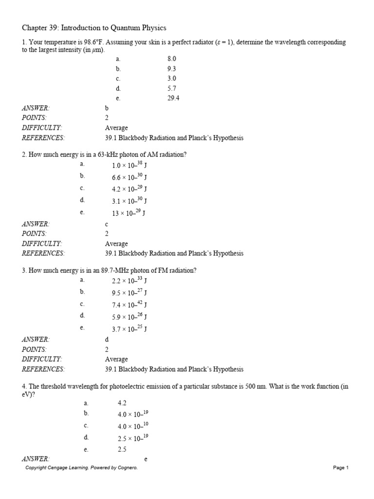 Chapter 39 Introduction To Quantum Physics | PDF | Photoelectric Effect ...