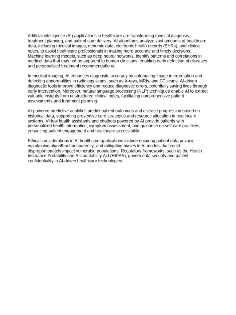 The Role of Artificial Intelligence in Healthcare | PDF | Self-Improvement