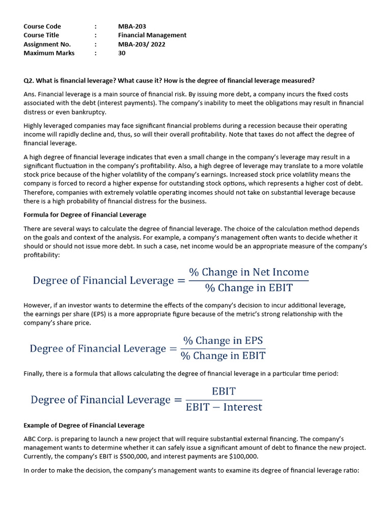 Financial Leverage & Capital Structure | PDF | Demand | Working Capital