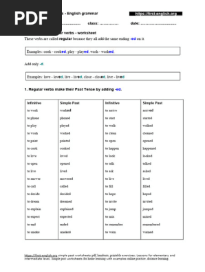 Past Simple Regular and Irregular Exercises