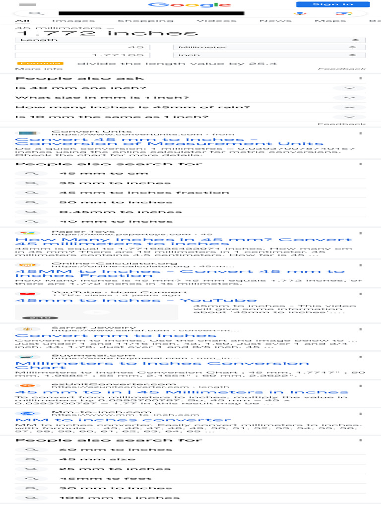 45 MM To Inches - Google Search | PDF | Inch | Length