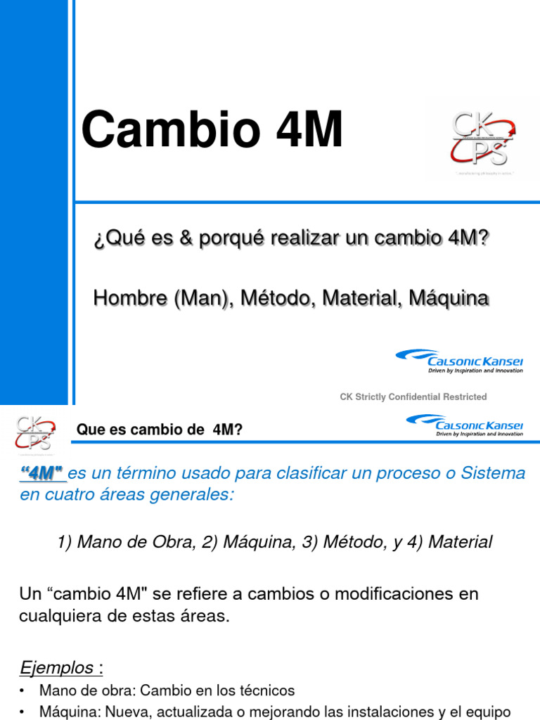 Cambio 4M: Definición y Clasificación | PDF | Informática | Ciencias de ...