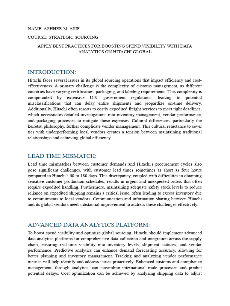Boosting Spend Visibility at Hitachi | PDF | Analytics | Inventory