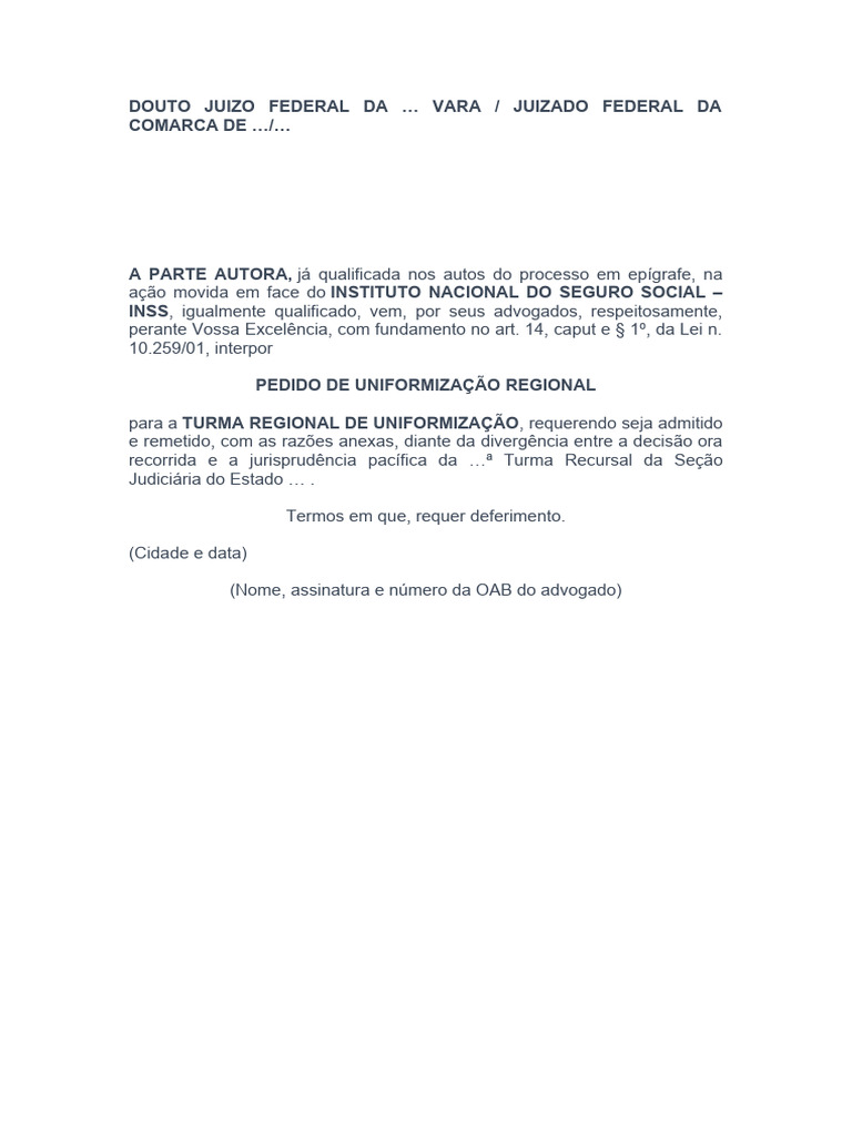 Modelo Incid Uniformiz Jurisprud | PDF | Advogado | Jurisprudência