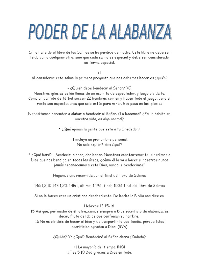 El Poder de La Alabanza | PDF | Salmos | Dios