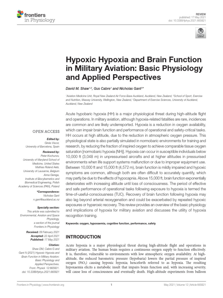 Hypoxic Hypoxia | PDF | Breathing | Altitude
