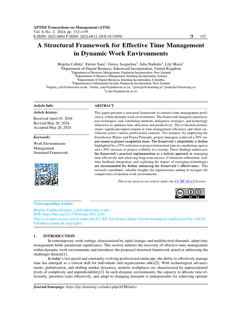 A Structural Framework For Effective Time Manageme | PDF | Time ...