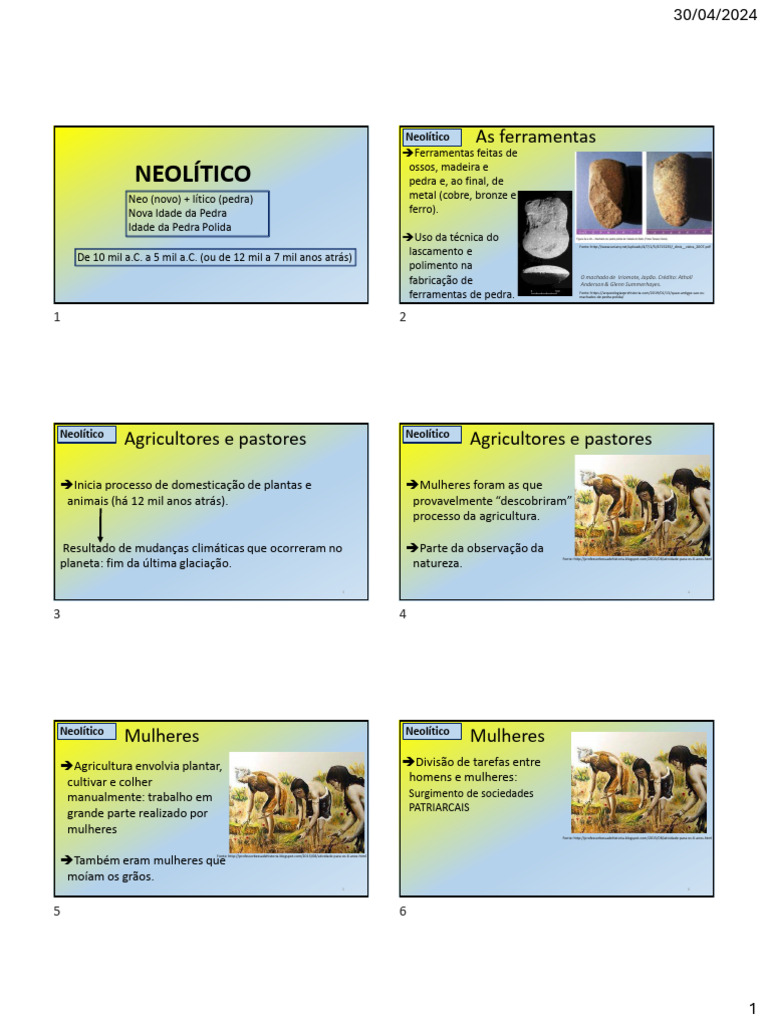Ferramentas do Neolítico e sua Evolução | PDF | Neolítico | Agricultura