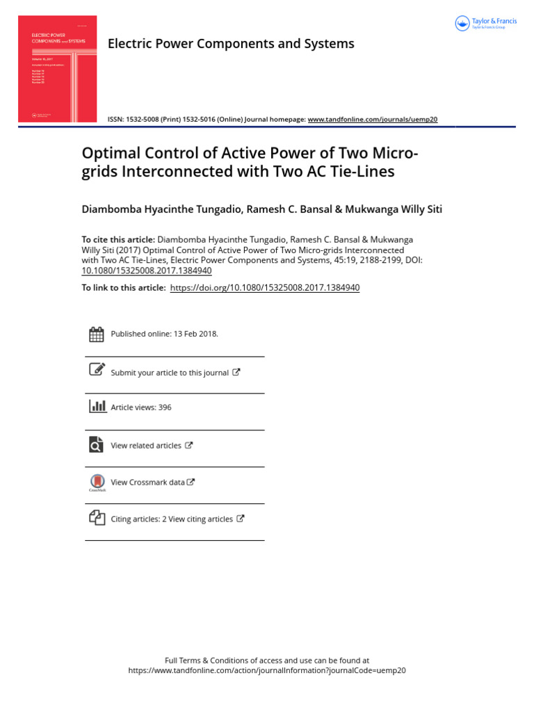 2018-Optimal Control of Power of Two Interconnected Microgrids | PDF ...