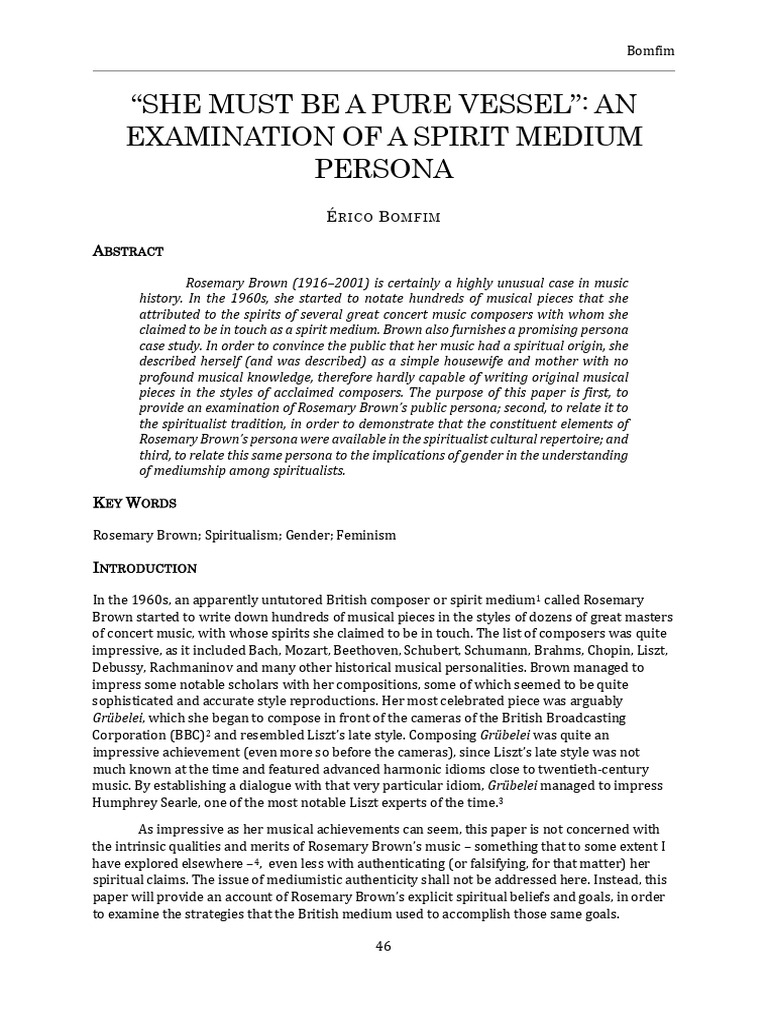 An Examination Of A Spirit Medium Persona Pdf Mediumship Spiritualism