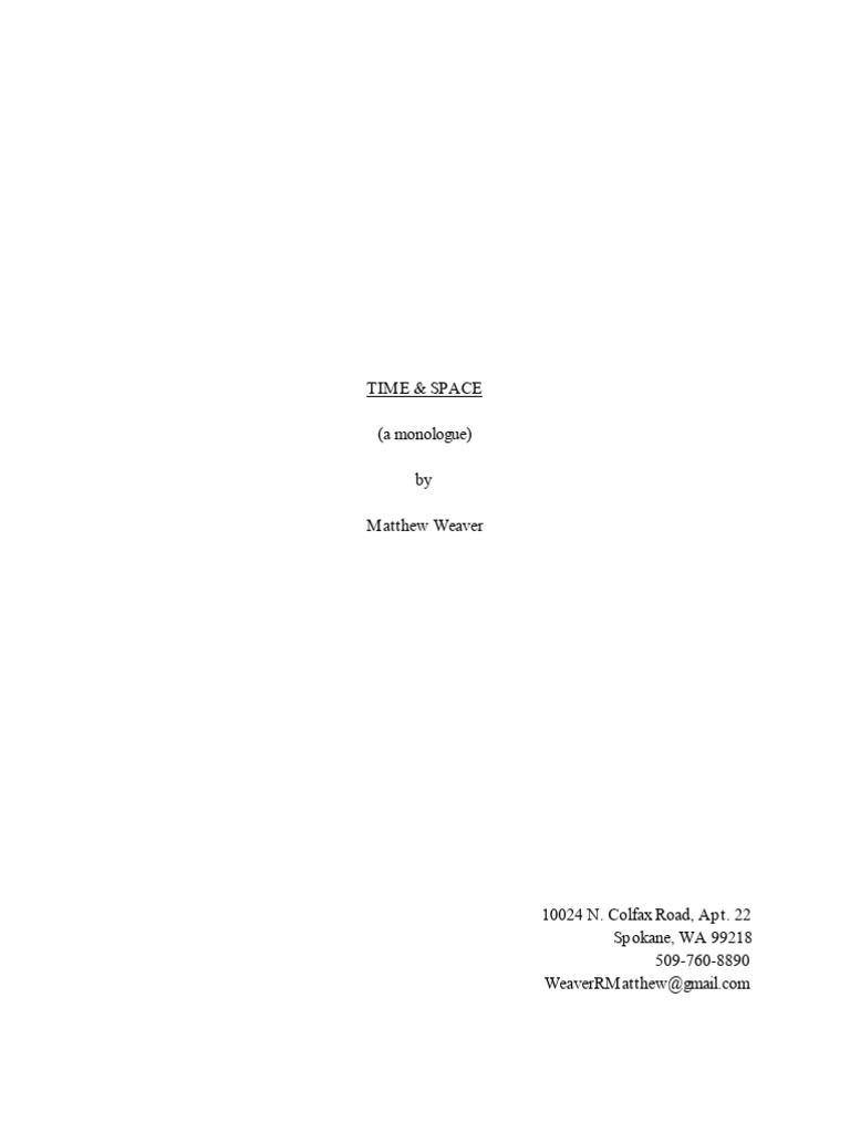 Time and Space: A Monologue by Weaver | PDF | Language Arts ...