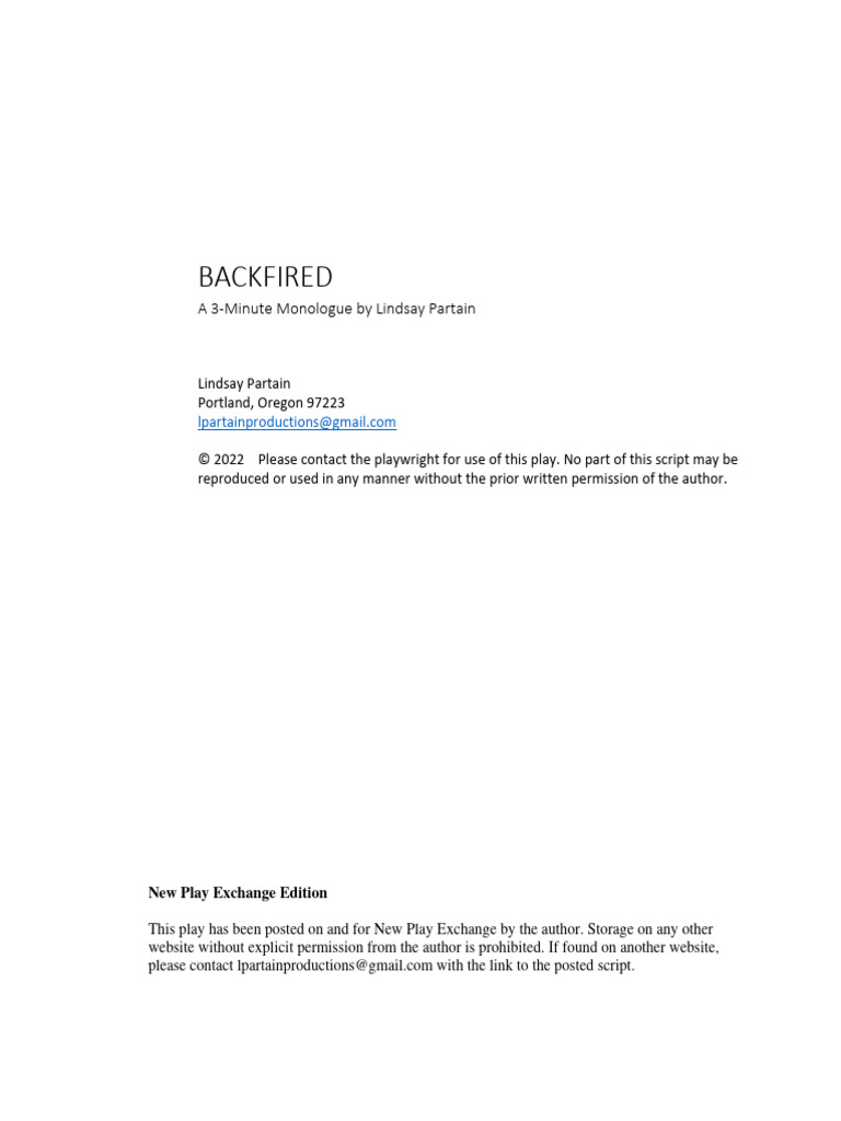 Backfired by Lindsay Partain | PDF | Poetry