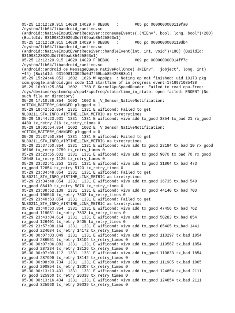 Android Debug Log Analysis | PDF | Computer File | Computer Hardware
