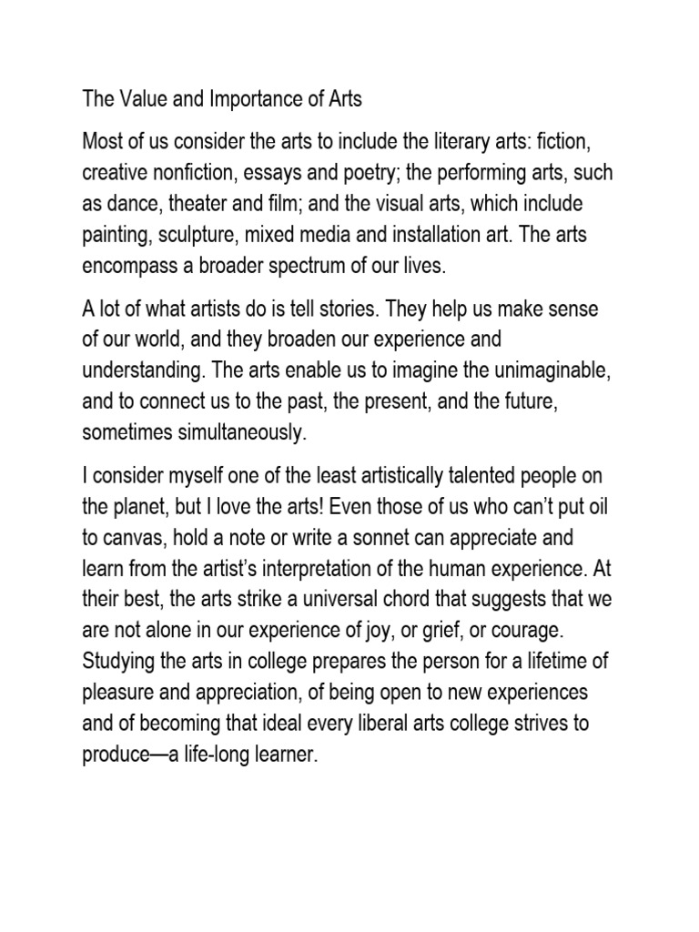The Value and Importance of Arts | PDF