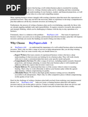Free Business Plan for Investors