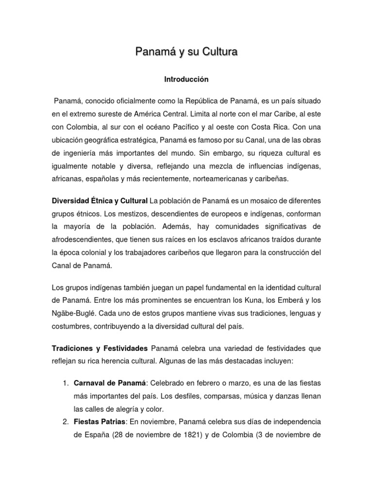 Panamá y Su Cultura | PDF | Panamá