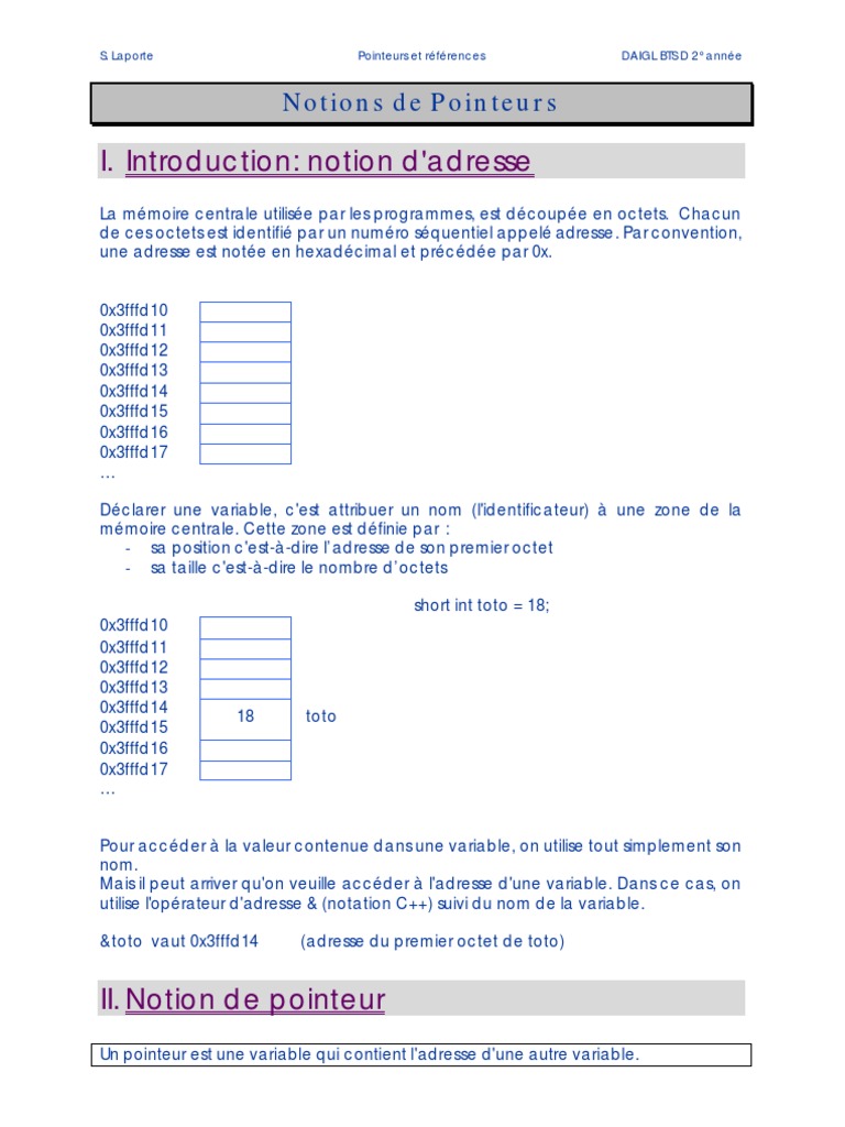 Introduction aux pointeurs en C++ | PDF