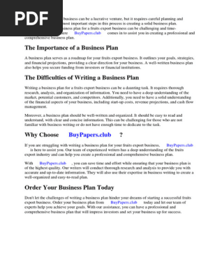 Fruits Export Business Plan