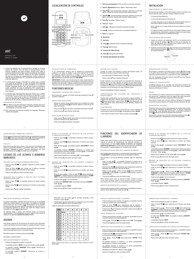 Manual ART 7310 N-B Es | PDF | Teléfono | Auriculares