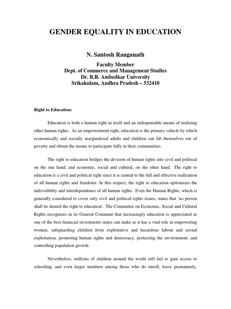 Gender Equality in Education Overview | PDF | Gender Role | Gender