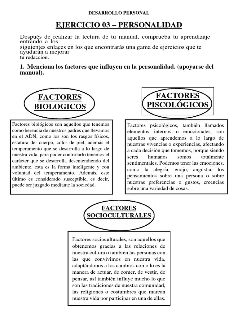 Ejercicio 03 - Desarrollo Personal | PDF | Temperamento | Las emociones