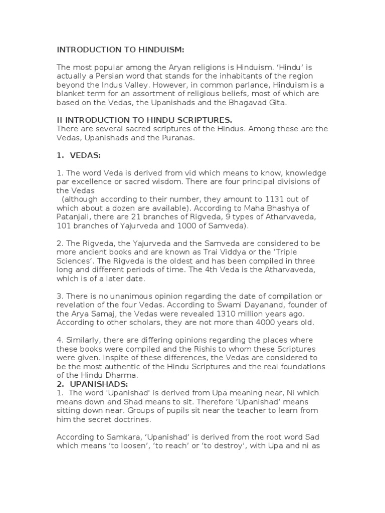 Overview of Hindu Sacred Scriptures | PDF | Vedas | Ramayana